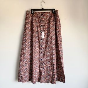 NWT Tilley X Liberty Fabrics Cotton Midi Skirt